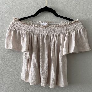 Full Tilt Light Cream Off-The-Shoulder Ruffled Top - Size XS
